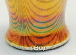Antique 7 Imperial (American) Lustre Art Glass Vase c. 1925 Orange with Blue