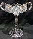 Antique ABP American Brilliant Cut Glass 2 Handles Compote Fern & Hobstar 10