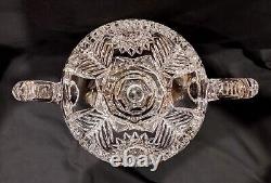 Antique ABP American Brilliant Cut Glass 2 Handles Compote Fern & Hobstar 10