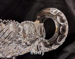 Antique ABP American Brilliant Cut Glass 2 Handles Compote Fern & Hobstar 10