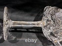 Antique ABP American Brilliant Cut Glass 2 Handles Compote Fern & Hobstar 10