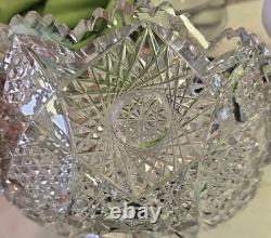 Antique American Brillant Period Crystal Cut 7'' Bowl/ABP Bowl/Scalloped MINT