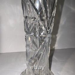 Antique American Brilliant Cut Crystal Glass Vase Estate Pc. Excellent 12