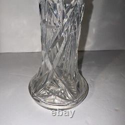 Antique American Brilliant Cut Crystal Glass Vase Estate Pc. Excellent 12