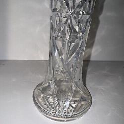 Antique American Brilliant Cut Crystal Glass Vase Estate Pc. Excellent 12