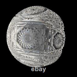 Antique American Brilliant Cut Glass Bowl Large Hobstar Cane Sawtooth 9.75