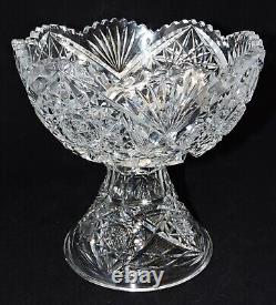 Antique American Brilliant Period ABP Cut Glass Punch Eggnog Serving Bowl