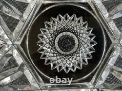 Antique American Brilliant Period Cut Glass Bowl 9 Hobstars & Fans