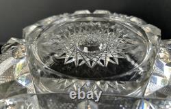 Antique American Brilliant Period Cut Glass Bowl 9 Hobstars & Fans