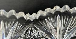 Antique American Brilliant Period Cut Glass Bowl 9 Hobstars & Fans