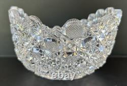 Antique American Brilliant Period Cut Glass Harvard Pattern Bowl