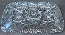 Antique American Brilliant Period Cut Glass Tray Platter ABPCG Hobstar 14.5L