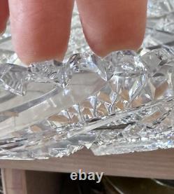 Antique American Brilliant Period Cut Glass Tray Platter ABPCG Hobstar 14.5L