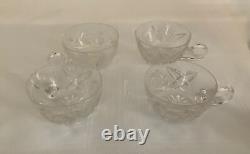 Antique American Brilliant cut glass punch bowl, cups and laddle