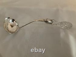 Antique American Brilliant cut glass punch bowl, cups and laddle