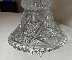 Antique American brilliant cut etched crystal 2 piece centerpiece punch bowl