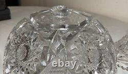 Antique American brilliant cut etched crystal 2 piece centerpiece punch bowl