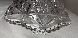 Antique American brilliant cut etched crystal 2 piece centerpiece punch bowl