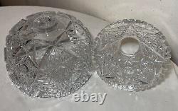 Antique American brilliant cut etched crystal 2 piece centerpiece punch bowl