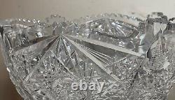 Antique American brilliant cut etched crystal 2 piece centerpiece punch bowl