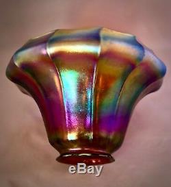 Antique Art Nouveau Glass Shade Unsigned Aurene Favrile Quezal 10w 3.25 Ftr