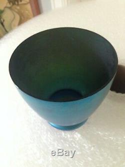 Antique Blue Aurene Art Glass Vase