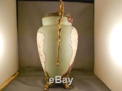 Antique C F Monroe Wave Crest Large Vase w Metal Mounts 12 3/8