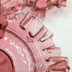 Antique Cranberry Glass Berry Bowl 7 Piece Set Ruffled Hand Blown Victorian