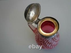 Antique Cranberry Glass Fern Syrup Pitcher