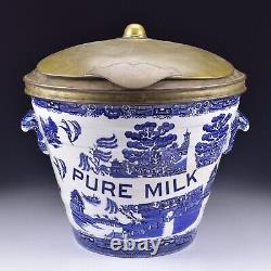Antique English Blue Willow Ware Pure Milk Pail