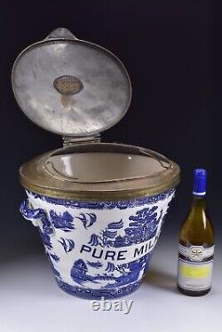 Antique English Blue Willow Ware Pure Milk Pail