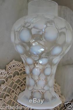 Antique Fenton French Opalescent Coin Dot Pancake Table Lamp