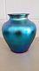Antique Fredrick Carder Steuben Blue Aurene Art Glass Cabinet Vase REDUCED $$$