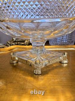 Antique French gilt bronze and clear crystal centerpiece bowl Attrib To BACCARAT