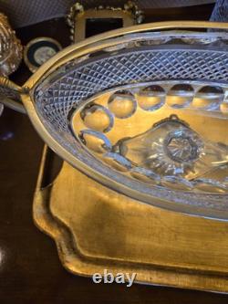 Antique French gilt bronze and clear crystal centerpiece bowl Attrib To BACCARAT
