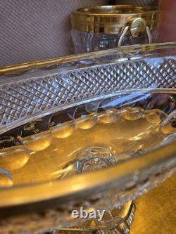 Antique French gilt bronze and clear crystal centerpiece bowl Attrib To BACCARAT