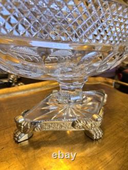 Antique French gilt bronze and clear crystal centerpiece bowl Attrib To BACCARAT