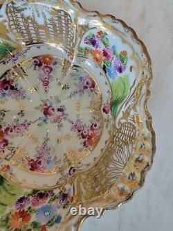 Antique French or Italian Footed Strainer Berry Bowl withunder Plate exquisite