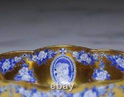 Antique Gold Gilt Hand Painted COALPORT Porcelain Handled Candy Trinket Bowl