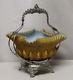 Antique Great Victorian Diamond Quilted Satin Brides Basket