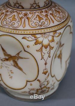 Antique Hand Blown & Painted Mt Washington Peachblow Art Glass Vase