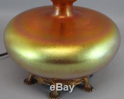 Antique Hand Blown, Signed Durand 1910, Antique Art Glass Table Lamp
