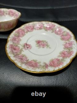 Antique Haviland Drop Rose Bowl & Saucer Gold Trim 3.5 Bowl & 5.25 Saucer