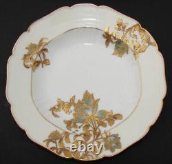 Antique Haviland French 6pc Set 9 Soup Bowls, Hand Painted Raised Gold Flowers