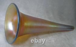 Antique Iridescent L. C. Tiffany Trumpet Vase Favrile Glass 12 Signed