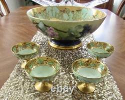 Antique LIMOGES France Tressemann & Vogt Art Deco Grapes Fruit/Punch Bowl Set Antique LIMOGES France Tressemann & Vogt Art Deco Grapes Fruit/Punch Bowl Set