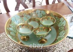 Antique LIMOGES France Tressemann & Vogt Art Deco Grapes Fruit/Punch Bowl Set Antique LIMOGES France Tressemann & Vogt Art Deco Grapes Fruit/Punch Bowl Set