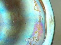 Antique L. C. Tiffany Gold Favrile Iridescent Art Glass Trumpet Wheel Cut Vase