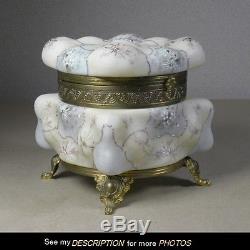 Antique Large Footed Floral Wavecrest Eggcrate Jewelry Box