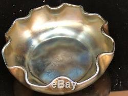 Antique Lct Tiffany Gold Favrile Master Salt Glass Art Bowl Cellar L. C. T. Mint